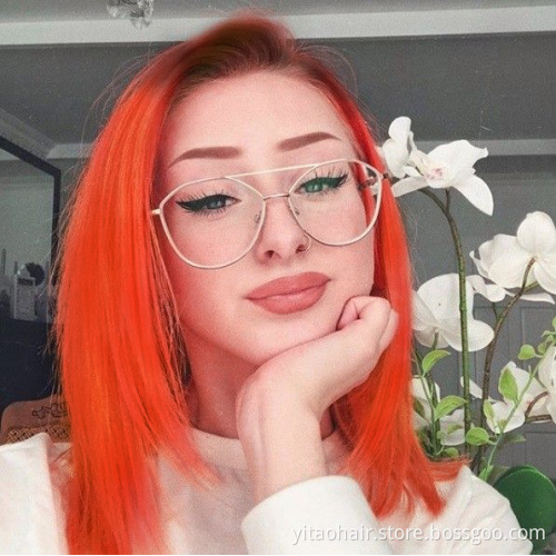 Orange  Bob Wigs for Women Natural Looking Short Straight Synthetic Wig Ombre Color Cosplay Party Halloween Daily Wig